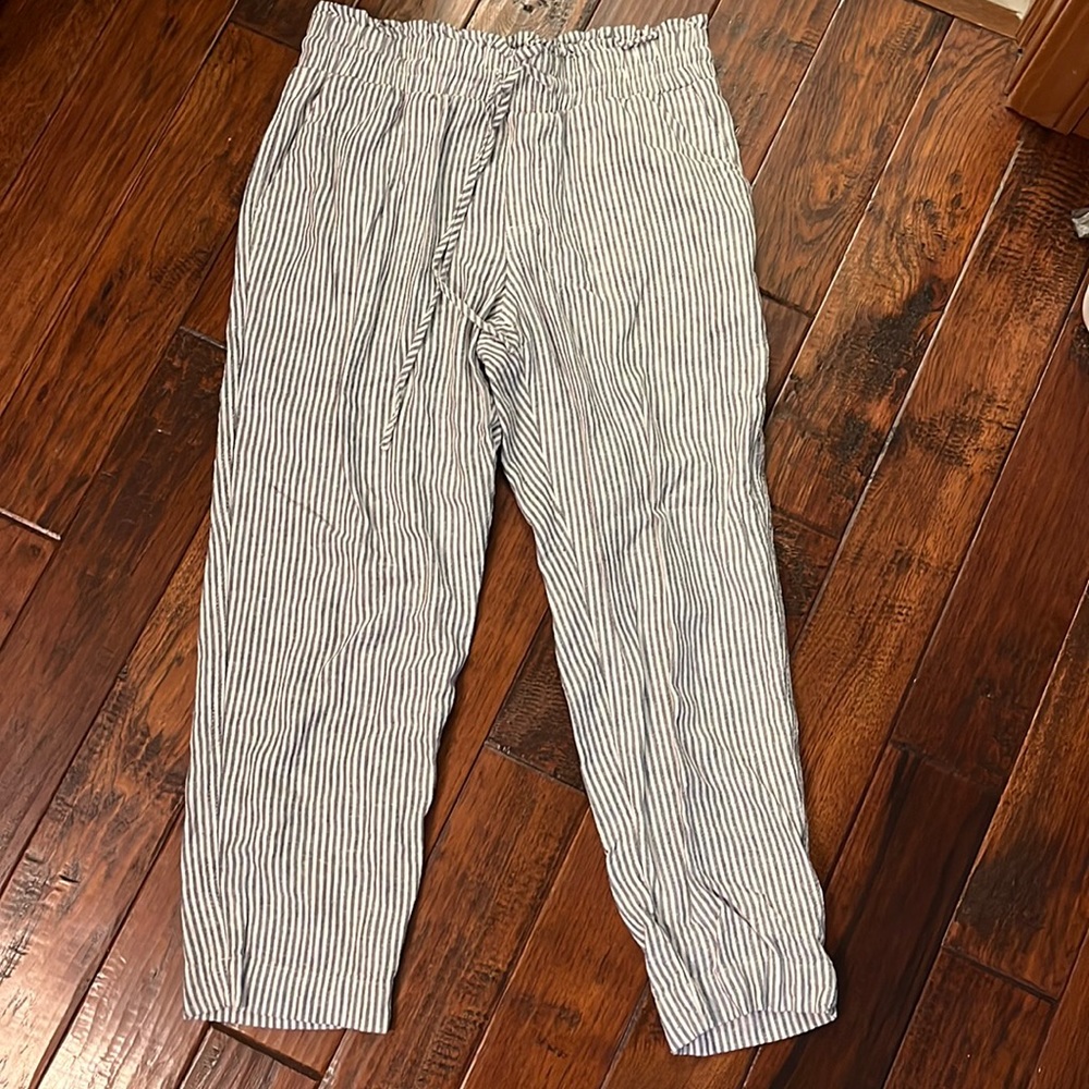 Paper bag waist cropped pants